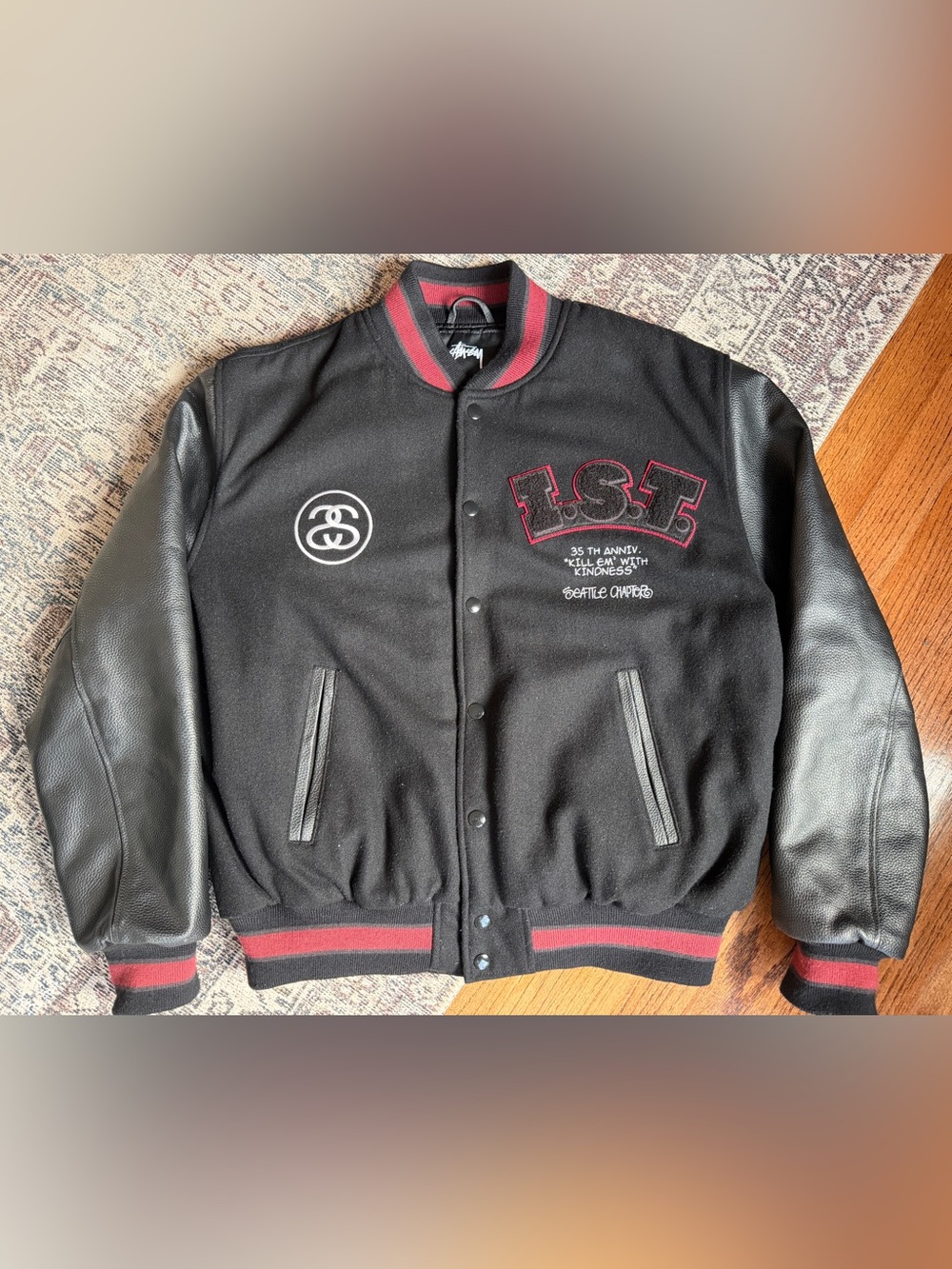 Stüssy 35th Anniversary International Tribe Seattle Varsity Jacket L